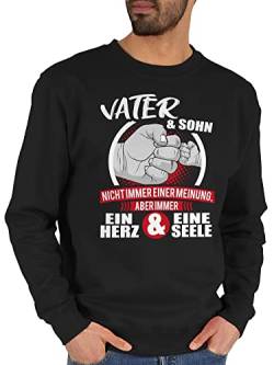 Sweater Pullover Sweatshirt Herren Damen - Partner-Look Familie Papa - Vater & Sohn Immer ein Herz & eine Seele - weiß/rot - L - Schwarz - vatertagsgeschenk und partnerlook vater-sohn pulli von Shirtracer