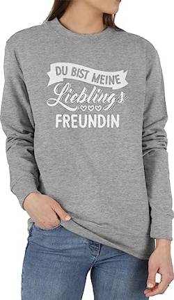 Sweater Pullover Sweatshirt Herren Damen - Partner-Look Freundinnen - Du bist meine Lieblings Freundin - weiß - XL - Grau meliert - friends beste pulli partner geschenk für freundschaft matching von Shirtracer