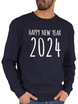 Sweater Pullover Sweatshirt Herren Damen - Silvester Erwachsene - Happy New Year 2024 - weiß - S - Dunkelblau - frohes neues Jahr Sylvester Party neujahr Years Geschenk silvesterpullover von Shirtracer