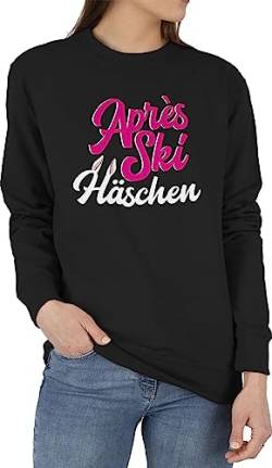 Sweater Pullover Sweatshirt Herren Damen - Skiurlaub Apres - Après Ski Häschen - weiß/Fuchsia - M - Schwarz - après+ski+Party Pulli Outfit apre Fasching Party Fahren skioutfit hüttengaudi von Shirtracer