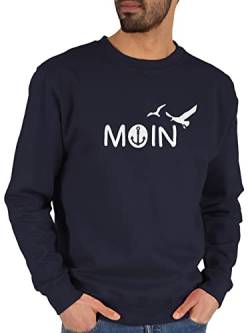 Sweater Pullover Sweatshirt Herren Damen - Sprüche Statement - Moin Moin Hamburg Maritime Nordsee Geschenk - XXL - Dunkelblau - mit aufschrift boot pullis statements moein polower möwe pulli von Shirtracer