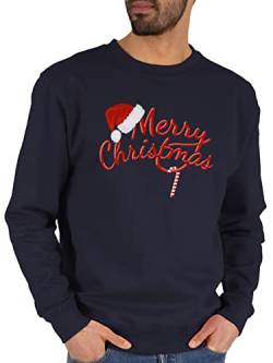 Sweater Pullover Sweatshirt Herren Damen - Weihnachten Geschenke Bekleidung - Merry Christmas Zuckerstange - L - Dunkelblau weihnchtsgeschenke weihnachtliche weinach weihachten von Shirtracer
