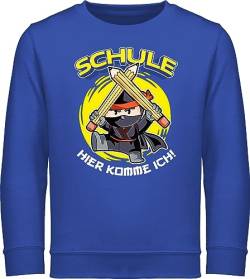 Sweatshirt Kinder Pullover für Jungen Mädchen - Einschulung Junge - Schule Hier komme ich! Ninja - 128 (7/8 Jahre) - Royalblau - geschenk geschenke geschenk+einschulung+mädchen 2024 schulanfang von Shirtracer