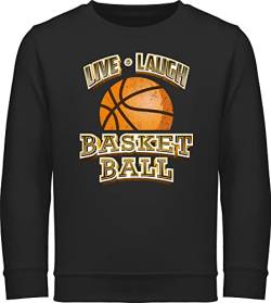 Sweatshirt Kinder Pullover für Jungen Mädchen - Sport Kleidung - Live Laugh Basketball Vintage - 116 (5/6 Jahre) - Schwarz - Sweater kinderpullover Fun-Sweatshirts reitpullover Pulli Junge von Shirtracer