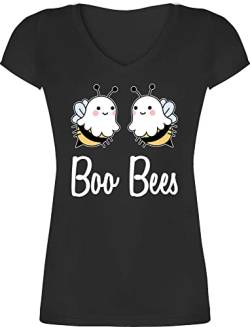 T-Shirt Damen V Ausschnitt - Halloween - Boo Bees Boobs - 3XL - Schwarz - Helloween Tshirt haöloween Shirt gruseliges halooween Costum hallowwee Haloween halloeween hallooween jalloween hallowenn von Shirtracer
