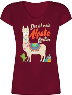 T-Shirt Damen V Ausschnitt - Karneval & Fasching - Das ist Mein Alpaka Kostüm - XL - Bordeauxrot - kostùm Erwachsene Shirt t straßenkarneval Tshirt lustiges faschingskost Oberteile von Shirtracer