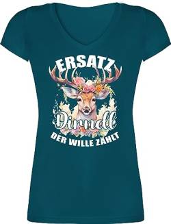 T-Shirt Damen V Ausschnitt - Kompatibel mit Oktoberfest - Dirndl Ersatz - Der Wille zählt - L - Türkis - Trachten Shirt Tshirt trachtenshirt t Trachtenmode Bayern Tracht bayrische sprüche von Shirtracer