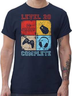 T-Shirt Herren - 20. Geburtstag - Level 20 Complete Completed - M - Navy Blau - Tshirt Mann Jahre zwanzig 20ter 20.Geburtstag 20er Happy Birthday jährigen Geschenk zum Geschenke von Shirtracer
