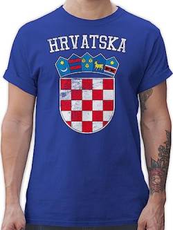 T-Shirt Herren - 2024 Fussball EM Fanartikel - Kroatien Wappen Hrvatska Krotatisch - S - Royalblau - t Shirts Welt Meisterschaft fußball männer Tshirt wm Fun Shirt 2023 t-schirt Europa Fan von Shirtracer