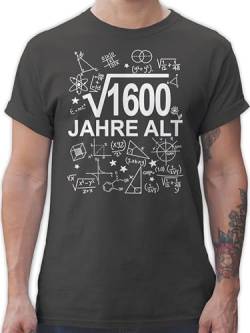 T-Shirt Herren - 40. Geburtstag - (Wurzel 1600) Vierzig Jahre alt weiß - L - Dunkelgrau - 40 Years Birthday Tshirt Nerd Geschenk zum Geschenke 40.+Geburtstag+lustige+Geschenke 40sten von Shirtracer