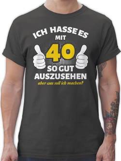 T-Shirt Herren - 40. Geburtstag - Ich Hasse es mit 40 so gut auszusehen - weiß - 4XL - Dunkelgrau - 40sten Tshirt männer Mann zehnunddreissig t Shirt lustig 40ig Jahre Geschenk für Bruder zum von Shirtracer