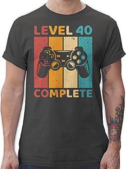 T-Shirt Herren - 40. Geburtstag - Level 40 Complete - Vierzig Freigeschalten Unlocked Completed - Zocker Gamer - 4XL - Dunkelgrau - zum 40igsten Geburstag Gag Geschenk 40er 40zigste 40zigster von Shirtracer