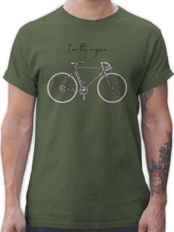 T-Shirt Herren - Fahrrad Bekleidung Radsport - I am The Engine - L - Army Grün - Radfahrer Tshirt für Mann Shirt mit fahrradmotiv fahrradgeschenke t-Shirts männer Geschenke Tshirts Motiven von Shirtracer