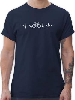 T-Shirt Herren - Fahrzeuge - Herzschlag Fahrrad Rad Mountainbiker Geschenk - 4XL - Navy Blau - Tshirt Radfahren Biker t Shirts fahhrad Geschenke Radfahrer Funshirt rennrad Bike Herz Shirt männer von Shirtracer