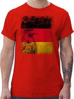 T-Shirt Herren - Fußball EM - Deutschland WM Adler Flagge Germany - XXL - Rot - Tshirt flaggen t Shirt mit Shirts Herren-Shirt t-schirt Tshirts t-Shirts männer Mann von Shirtracer