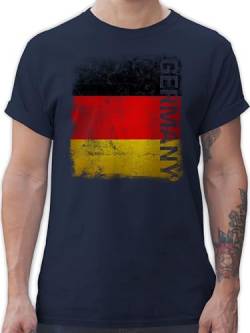 T-Shirt Herren - Fußball EM WM - Germany Vintage Flagge - XXL - Navy Blau - t - Shirt Deutschland Tshirt Flag Shirts männer Tshirts Herren-Shirt herrenshirt Deutschland-t-Shirt German Football von Shirtracer