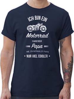 T-Shirt Herren - Geschenk zum Vatertag - Ich Bin EIN Motorrad Fahrender Papa - L - Navy Blau - Tshirt für männer Shirt Best dad Herren, sprüche Geschenke Fuer Papas t-Shirts Vatertagsgeschenk von Shirtracer