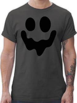 T-Shirt Herren - Halloween - Geist Gespenst Spuk Einfach Gruselig - L - Dunkelgrau - grusel Tshirt schaurig schönes männer kostüm verkleidung kost m kostüme costunes Happy Party Outfit Outfits von Shirtracer