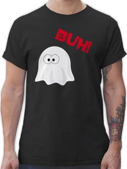 T-Shirt Herren - Halloween - Kleiner Geist Buh - Gespenst Ghost - S - Schwarz - Haloween Outfits halloweenshirt halowen Boo tishrt Tshirt Helloween grusel Shirt gruselig hellowee süsses Tshirts von Shirtracer