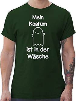 T-Shirt Herren - Halloween - Mein Kostüm ist in der Wäsche - Gespenst Geist Phantom - M - Dunkelgrün - t Shirt Fasching gruseliges männer Tshirts Faschings halooween Costum Shirts Maenner Tshirt von Shirtracer