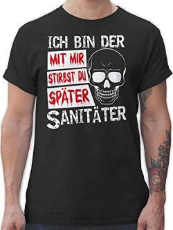 T-Shirt Herren - Halloween - Mit Mir stirbst du später Sanitäter - 5XL - Schwarz - männer Tshirt kostüm Shirt Halloween+verkleidung schaurig schönes kostüme halloweenshirt jalloween von Shirtracer