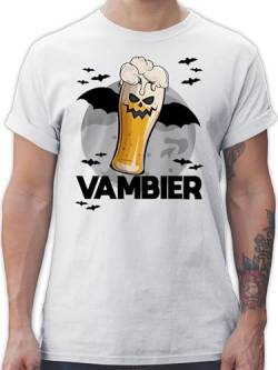 T-Shirt Herren - Halloween - Vambier - L - Weiß - männer Oberteil witzig Shirt jalloween t-shitrt säufer Tshirt Helloween Haloween Party Shirts Outfit gruselig hallowenn t-Shirt, Vampire von Shirtracer