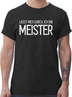 T-Shirt Herren - Handwerker Geschenke - Lasst Mich durch, ich Bin Meister - L - Schwarz - Shirts männer sprüche Shirt Tshirt Mann t Tshirts Geschenk Fun-Shirt Arbeit Handwerk meisterprüfung von Shirtracer