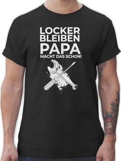 T-Shirt Herren - Handwerker Geschenke - Locker bleiben Papa Macht das Schon Werkzeug - M - Schwarz - Tshirt sprüche t Shirts Maenner t-Shirts männer Fun Shirt Tshirts für t-schirt arbeitstshirts von Shirtracer