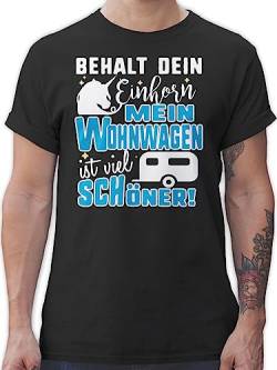 T-Shirt Herren - Hobby Outfit - Behalt Dein Einhorn Mein Wohnwagen ist schöner - 3XL - Schwarz - tishrtt Camping sprüche Tshirt männer Fun Shirt t Shirts t-Shirts für Tshirts wohwagen Camper von Shirtracer