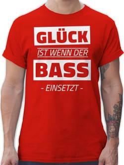 T-Shirt Herren - House Music Techno & Rave Outfit - Glück ist wenn der Bass einsetzt - M - Rot - Konzert Festival Musik t Shirt Festivals Raver Tshirt Sachen für Shirts Herren-Shirt männer von Shirtracer