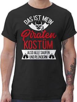 T-Shirt Herren - Karneval & Fasching - Das ist Mein Piraten Kostüm - weiß/rot - XL - Schwarz - Oberteil Faschings- Shirt männer t fasnacht Tshirt Maenner lustige Shirts carneval t-Shirts für von Shirtracer