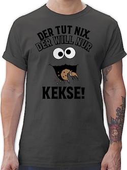 T-Shirt Herren - Karneval & Fasching - Der TUT nix, der Will nur Kekse - XXL - Dunkelgrau - Shirt lustiges faschingskost t-Shirts männer Tshirt Carnaval Oberteil Herr t kaneval Shirts Maenner von Shirtracer