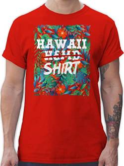 T-Shirt Herren - Karneval & Fasching - Hawaii Hemd Shirt - Aloha Party Hawaiian Hawaii-Kleidung Karibik - 4XL - Rot - Fastnacht Shirts Maenner faschingst-Shirt karneva männer Tshirt von Shirtracer