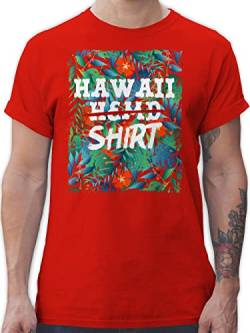 T-Shirt Herren - Karneval & Fasching - Hawaii Hemd Shirt - Aloha Party Hawaiian Hawaii-Kleidung Karibik - L - Rot - Carnaval Tshirt Kurzarm t kaneval männer Outfit strassenkarneval Mann von Shirtracer