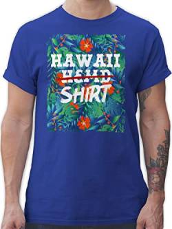 T-Shirt Herren - Karneval & Fasching - Hawaii Hemd Shirt - Aloha Party Hawaiian Hawaii-Kleidung Karibik - XXL - Royalblau - Tshirt karnewal t Shirts männer Fasching+Shirt Carnevale Kurzarm von Shirtracer