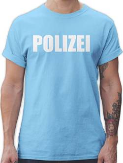 T-Shirt Herren - Karneval & Fasching - Polizei Polizeiuniform Polizist Polizeikostüm SEK Polizistin Police SWAT - L - Hellblau - uniform Shirts männer Karneval-Klamotten karneva Tshirts von Shirtracer