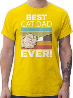 T-Shirt Herren - Katzenbesitzer Katze - Best Cat Dad Ever Katzenliebhaber Katzenfan Geschenk - 4XL - Gelb - t Shirts männer t-Shirts Maenner Shirt Men Tshirt Funshirt Kurzarm Tshirts für von Shirtracer