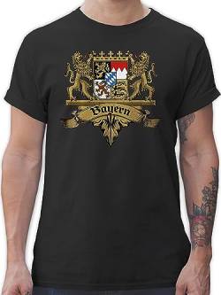 T-Shirt Herren - Kompatibel mit Oktoberfest - Bayern Wappen Bayernland Freistaat Bayern - XL - Schwarz - Trachtenmode bayerischer t Shirts männer Trachten-t-Shirt bayrische Shirt trachtenshirt von Shirtracer