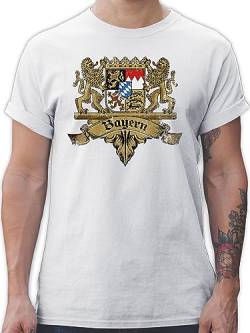 T-Shirt Herren - Kompatibel mit Oktoberfest - Bayern Wappen Bayernland Freistaat Bayern - XXL - Weiß - Bavarian Shirts sprüche Tshirt Trachten bayerischer Abend t Shirt Trachtenmode Bayerisches von Shirtracer