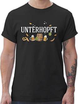 T-Shirt Herren - Kompatibel mit Oktoberfest - Chronisch total Unterhopft - Männertagsgeschenk Bier Brauer Mälzer Geschenk - S - Schwarz - Oktoberfest-t-Shirt bayrische Trachtenmode t Shirt von Shirtracer