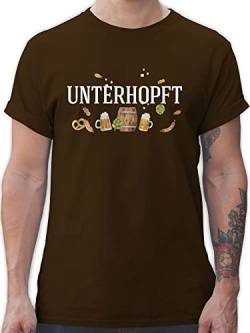 T-Shirt Herren - Kompatibel mit Oktoberfest - Chronisch total Unterhopft - Männertagsgeschenk Bier Brauer Mälzer Geschenk - XXL - Braun - Trachtenmode t Shirt October fest Tshirt Maenner von Shirtracer