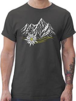 T-Shirt Herren - Kompatibel mit Oktoberfest - Edelweiß Berge Wandern Wanderlust Berg Ruft Alpen - 3XL - Dunkelgrau - trachtenoberteil Oktoberfest- t Shirt männer Oktoberfest-Outfits Bayern von Shirtracer