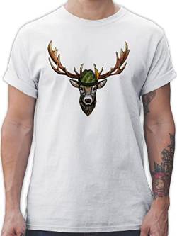 T-Shirt Herren - Kompatibel mit Oktoberfest - Jagdhirsch Hirsch Jäger Jägerin Geschenk - XL - Weiß - Trachten Tshirt wiesengänger tishrt Man bayrische Trachtenmode t Shirt Tracht von Shirtracer