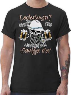 T-Shirt Herren - Kompatibel mit Oktoberfest - Lederhose Spruch Lausbua Bayrisch Party Trinken - 4XL - Schwarz - Trachten Oberteile Trachtenmode t Shirt Tshirt männer Oktober trachtent-Shirt von Shirtracer