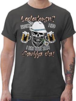 T-Shirt Herren - Kompatibel mit Oktoberfest - Lederhose Spruch Lausbua Bayrisch Party Trinken - XXL - Dunkelgrau - Tshirt bayrischen sprüchen Trachten Oberteil Tracht Kurzarm Oktoberfest-Outfits von Shirtracer