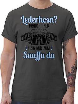 T-Shirt Herren - Kompatibel mit Oktoberfest - Lederhosn? Brauch i ned! Bin nur zum Sauffa da - 3XL - Dunkelgrau - t Shirt männer Oktoberfest-Outfits Oktoberfest- t-Shirt, Trachtenmode Tracht von Shirtracer