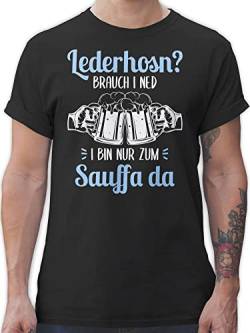 T-Shirt Herren - Kompatibel mit Oktoberfest - Lederhosn Brauch i ned Bin nur zum Sauffa da - L - Schwarz - Trachtenmode Volksfest Lederhosen ersatz t Shirt Trachten Tshirt trachtentshirt bayerisch von Shirtracer
