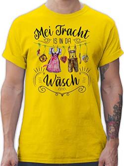 T-Shirt Herren - Kompatibel mit Oktoberfest - MEI Tracht is in da Wäsch - 4XL - Gelb - trachtenshirts Shirt Tshirt bayrischen sprüchen t bayrisches Outfit wäsche Trachten Oberteil Trachtenmode von Shirtracer