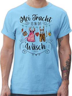 T-Shirt Herren - Kompatibel mit Oktoberfest - MEI Tracht is in da Wäsch - M - Hellblau - Trachten ersatz Shirts Trachten-Shirts October fest Dirndl in. der wäsche männer Oberteil von Shirtracer