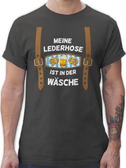 T-Shirt Herren - Kompatibel mit Oktoberfest - Meine Lederhose ist in der Wäsche - XL - Dunkelgrau - Trachten Oberteil t Shirt männer Trachtenmode Tshirt trachtenshirts Tshirts trachtenshirt Shirts von Shirtracer